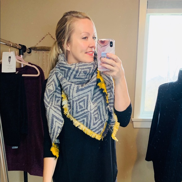 Reversible Scarf Mustard Plaid Scarf - Picture 2 of 7